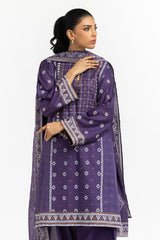 3PC Lawn Gold and Lacquer Printed Suit IUSTKSD-594