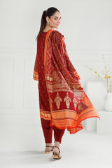 3PC Lawn Gold Printed Suit  IUSTKSD-412