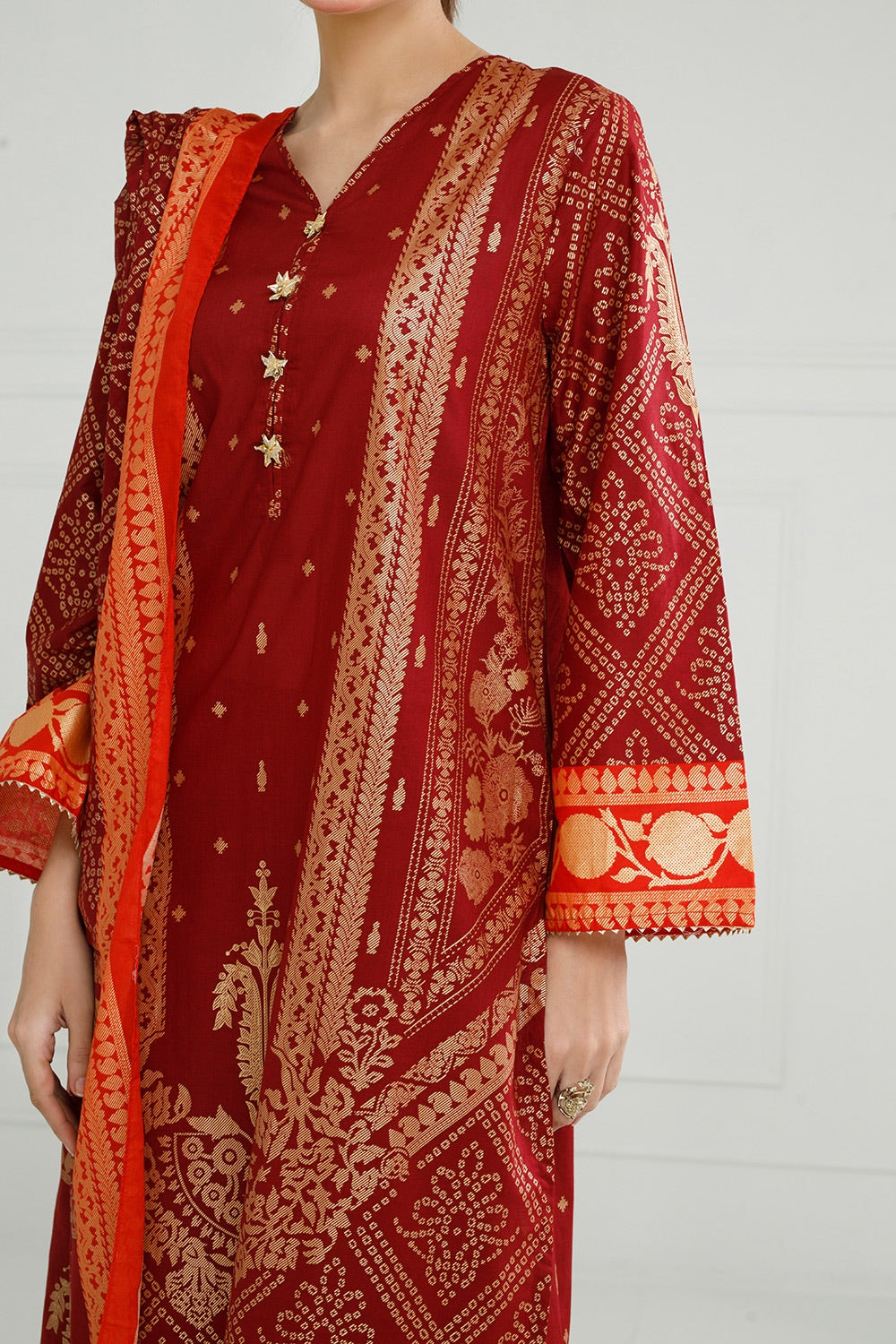 3PC Lawn Gold Printed Suit
