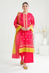 3PC Lawn Gold Printed Suit  IUSTKSD-414