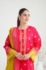 3PC Lawn Gold Printed Suit  IUSTKSD-414