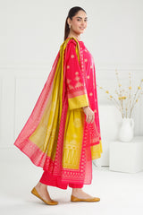 3PC Lawn Gold Printed Suit  IUSTKSD-414