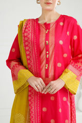 3PC Lawn Gold Printed Suit  IUSTKSD-414