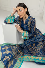 3PC Lawn Gold Printed Suit  IUSTKSD-424