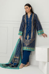 3PC Lawn Gold Printed Suit  IUSTKSD-424