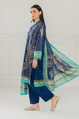 3PC Lawn Gold Printed Suit  IUSTKSD-424