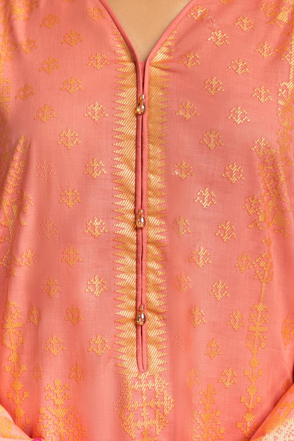 3PC Lawn Gold Printed Suit IUSTKSD-457