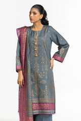 3PC Lawn Gold Printed Suit  IUSTKSD-458
