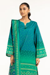 3PC Lawn Gold Printed Suit IUSTKSD-555