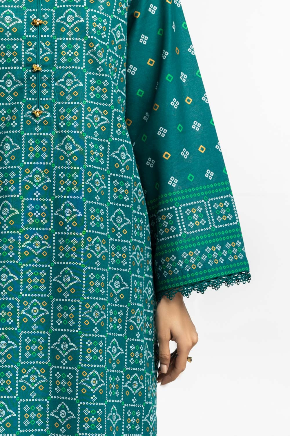 3PC Lawn Gold Printed Suit IUSTKSD-557