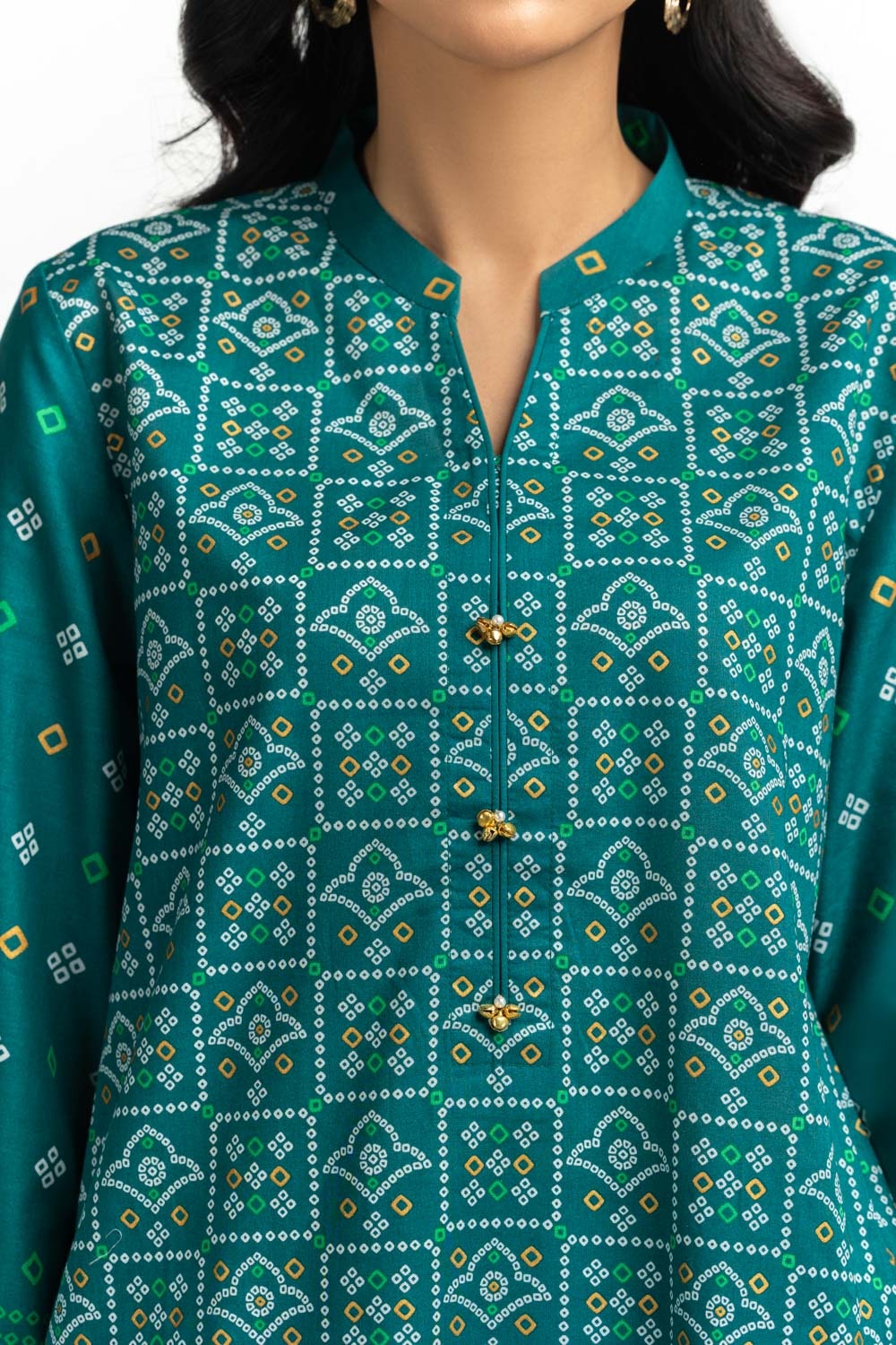 3PC Lawn Gold Printed Suit IUSTKSD-557