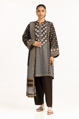 3PC Lawn Gold Printed Suit IUSTKSD-598