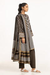 3PC Lawn Gold Printed Suit IUSTKSD-598