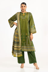 3PC Lawn Gold Printed Suit IUSTKSD-802
