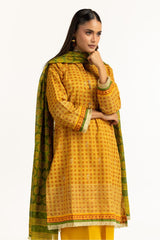 3PC Lawn Gold Printed Suit IUSTKSD-804