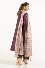 3PC Lawn Gold Printed Suit With Embroidered IUSTKSD-724