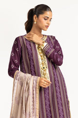 3PC Lawn Gold Printed Suit With Embroidered IUSTKSD-724