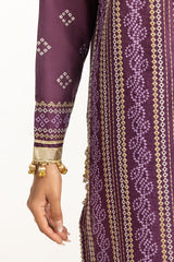 3PC Lawn Gold Printed Suit With Embroidered IUSTKSD-724