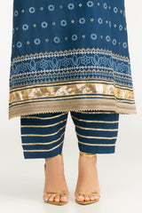 3PC Lawn Gold Printed Suit With Embroidered  IUSTKSD-725