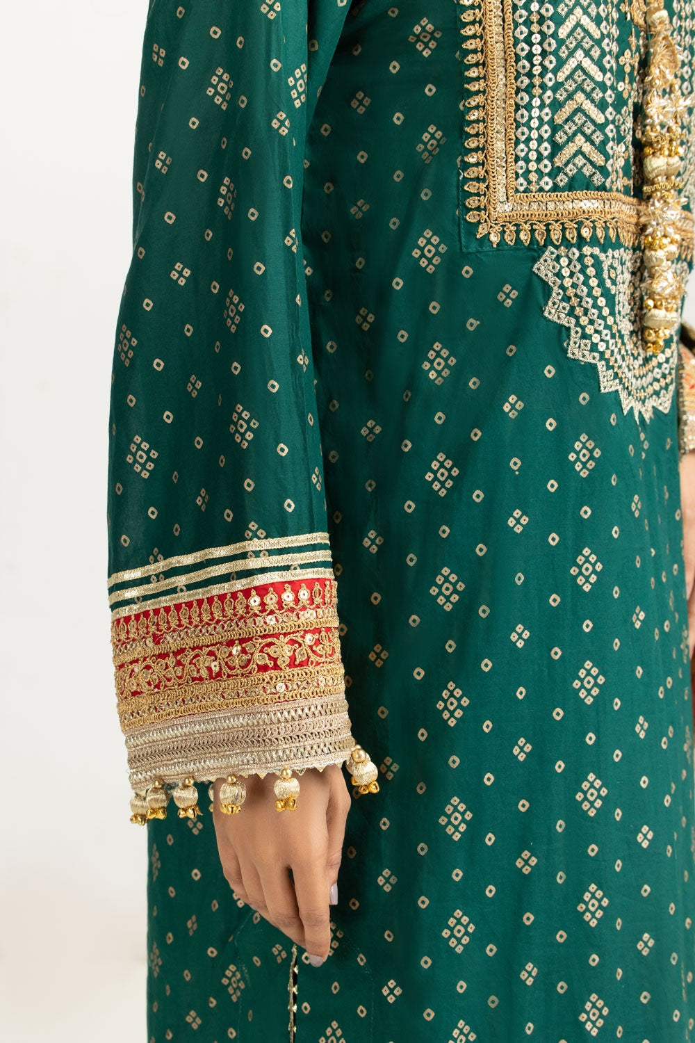 3PC Lawn Gold Printed Suit With Embroidered  IUSTKSD-731
