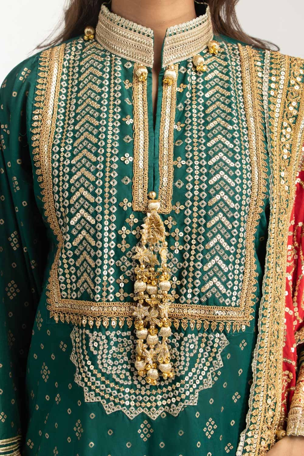 3PC Lawn Gold Printed Suit With Embroidered  IUSTKSD-731