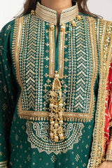 3PC Lawn Gold Printed Suit With Embroidered  IUSTKSD-731