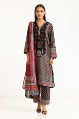 3PC Lawn Gold Printed Suit With Embroidered IUSTKSD-828