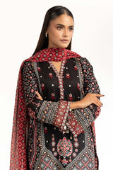 3PC Lawn Gold Printed Suit With Embroidered IUSTKSD-828