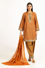 3Pc Lawn Gold Printed With Embroidered Suit IUSTKSD-1059