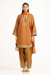 3Pc Lawn Gold Printed With Embroidered Suit IUSTKSD-1059