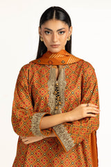 3Pc Lawn Gold Printed With Embroidered Suit IUSTKSD-1059