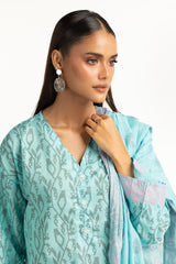 3Pc Lawn Lacquer Printed Suit IUSTKSD-1021