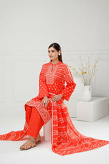 3PC Lawn Lacquer Printed Suit IUSTKSD-508