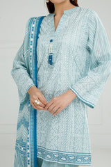 3PC Lawn Lacquer Printed Suit IUSTKSD-511