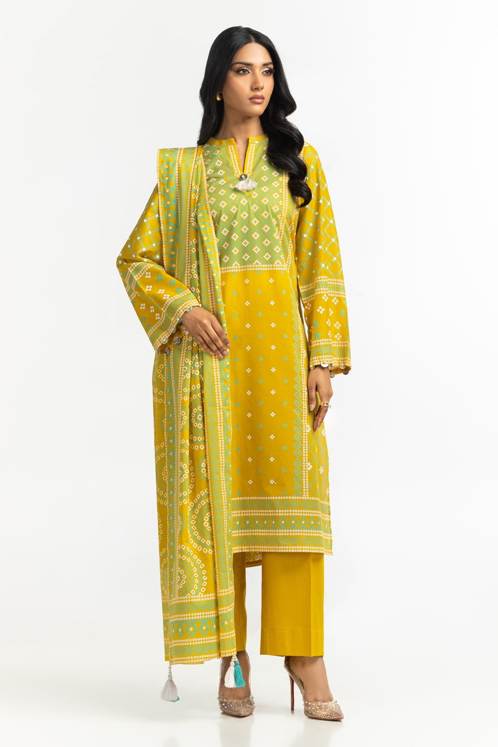 3PC Lawn Lacquer Printed Suit IUSTKSD-514
