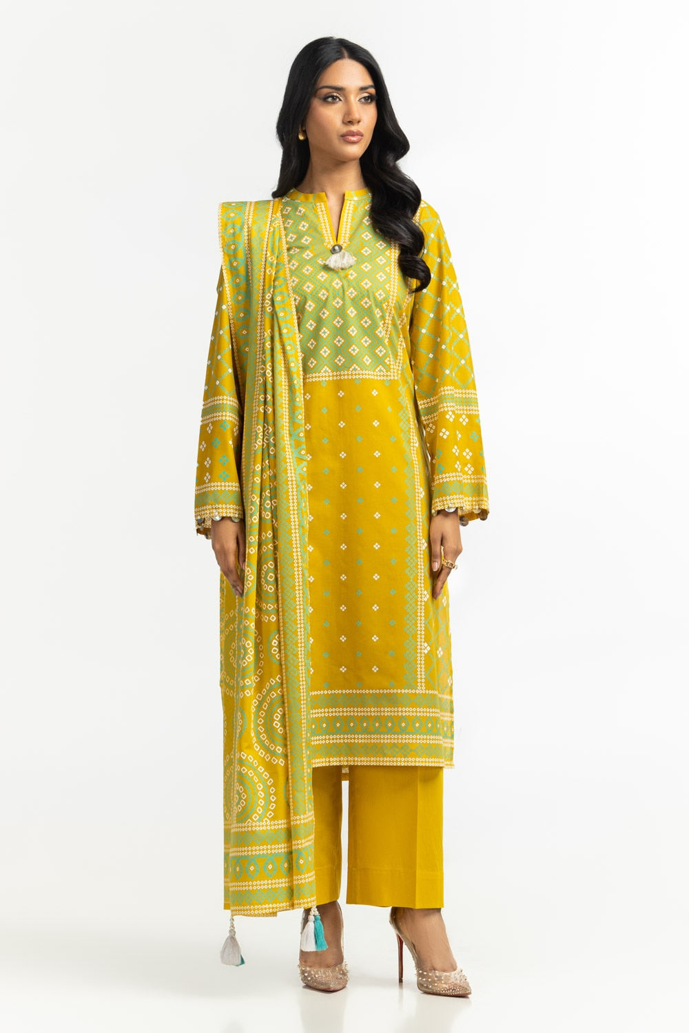 3PC Lawn Lacquer Printed Suit