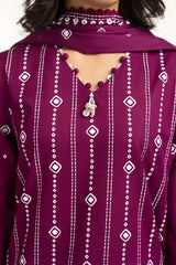 3PC Lawn Lacquer Printed Suit IUSTKSD-524