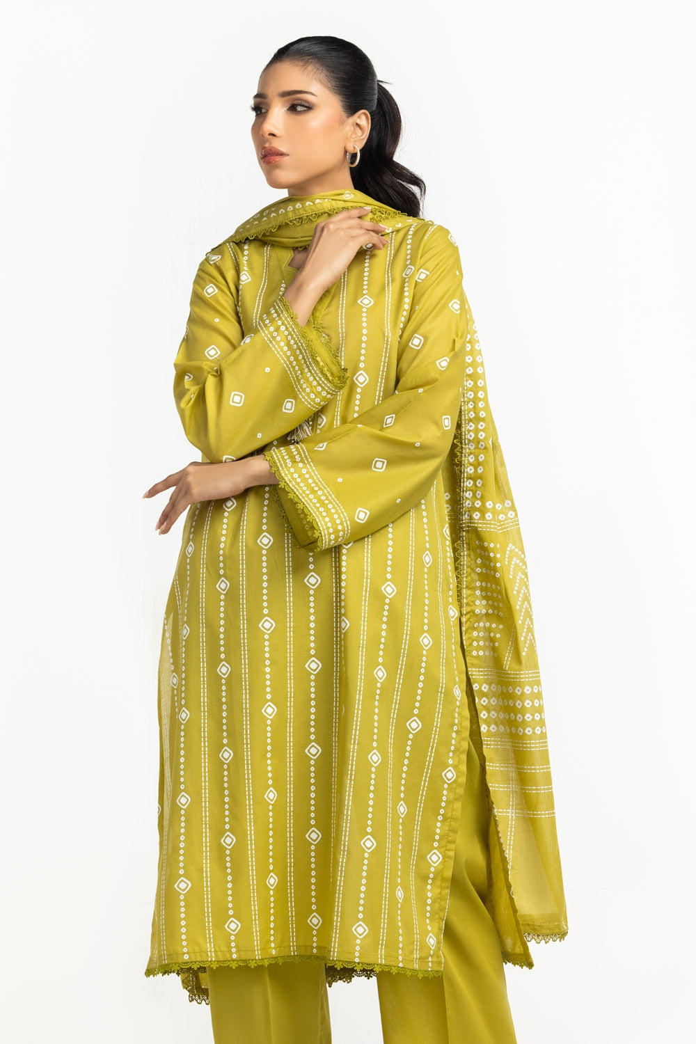 3PC Lawn Lacquer Printed Suit IUSTKSD-525