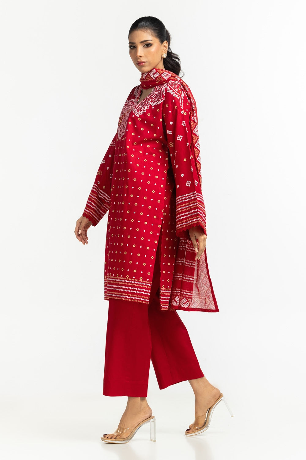 3PC Lawn Lacquer Printed Suit IUSTKSD-584