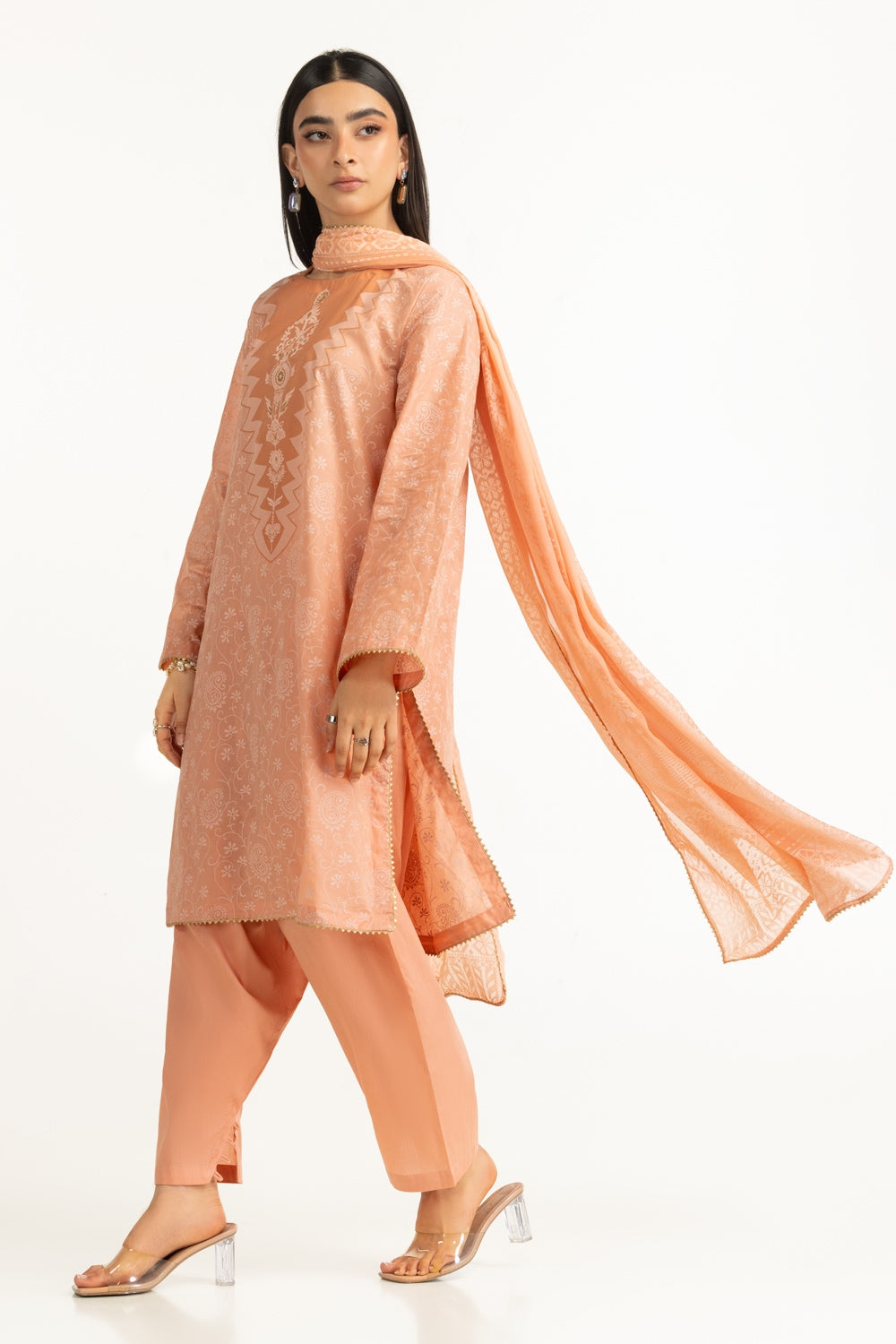 3PC Lawn Lacquer Printed Suit IUSTKSD-586