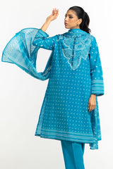 3PC Lawn Lacquer Printed Suit IUSTKSD-587