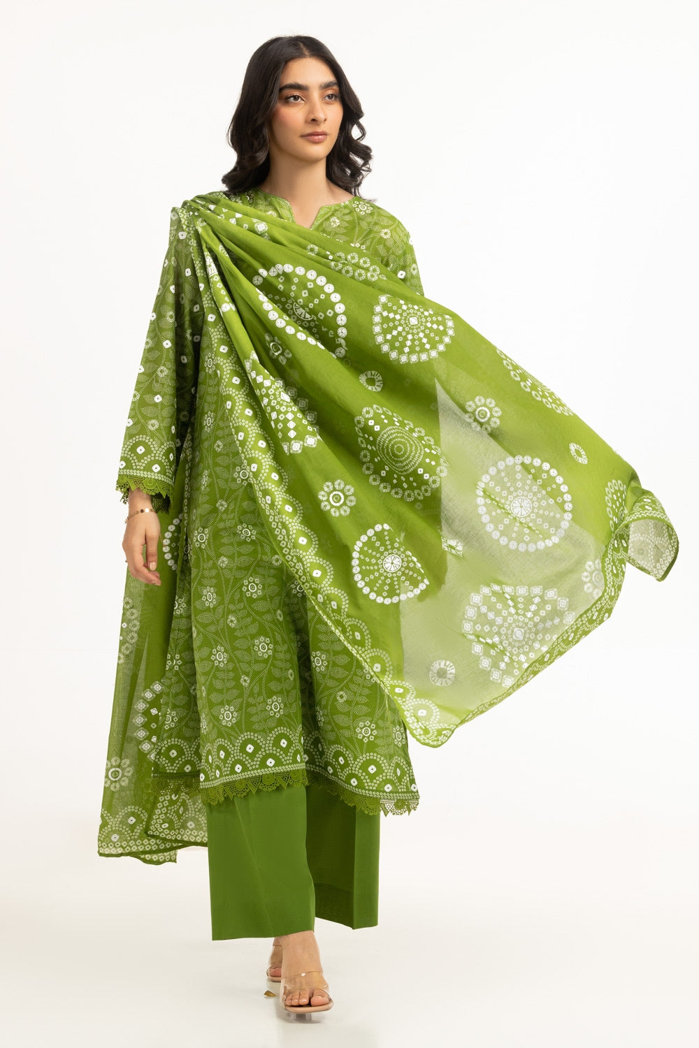 3PC Lawn Lacquer Printed Suit IUSTKSD-611