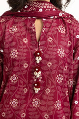3PC Lawn Lacquer Printed Suit IUSTKSD-612