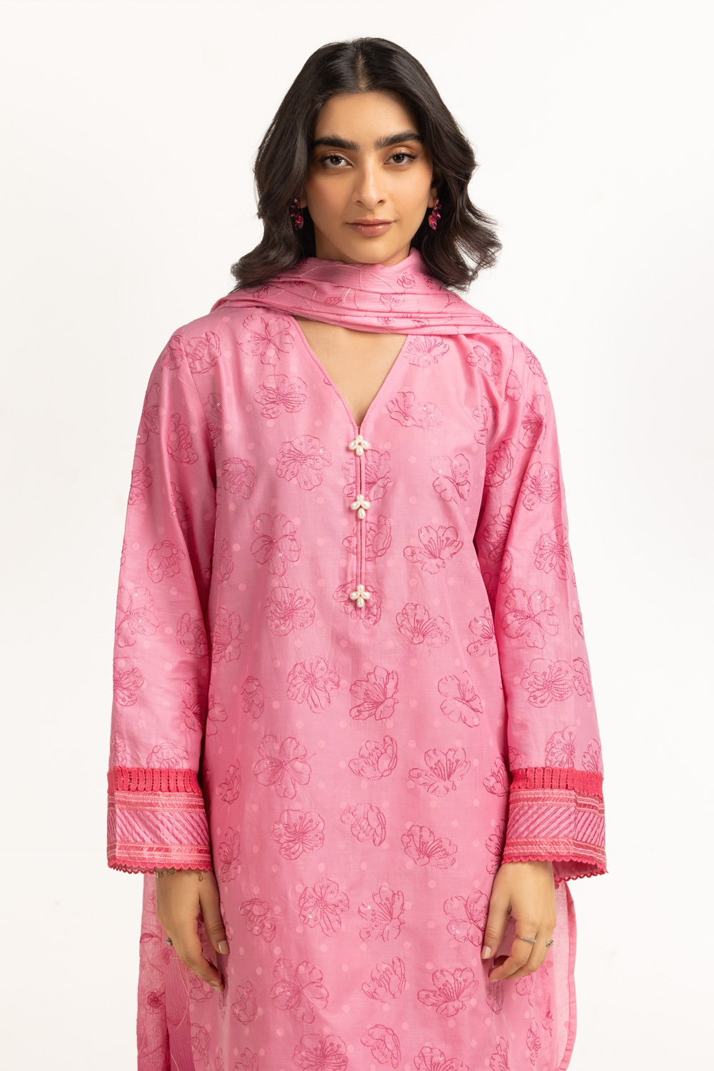3PC Lawn Lacquer And Embroidered Suit IUSTKSD-689