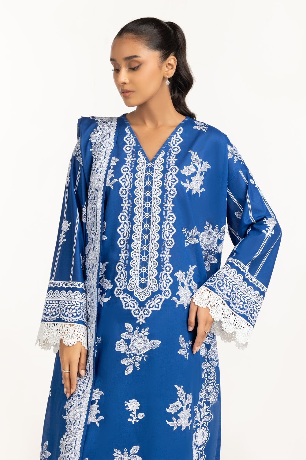 3PC Lawn Lacquer Printed Suit IUSTKSD-695