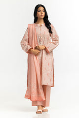 3PC Lawn Lacquer Printed Suit With Embroidered IUSTKSD-537