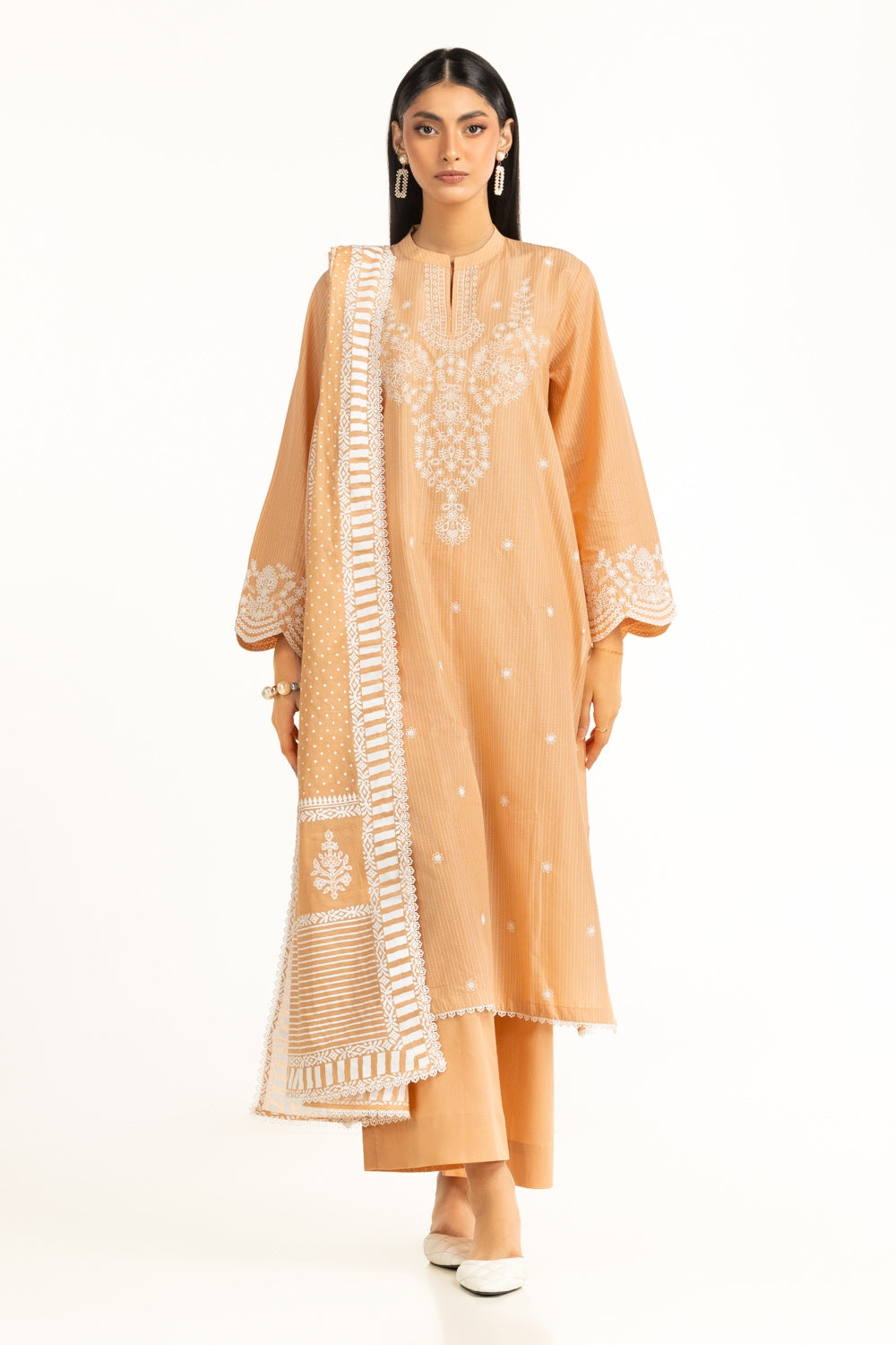 3PC Lawn Lacquer Printed Suit With Embroidered IUSTKSD-929
