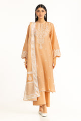 3PC Lawn Lacquer Printed Suit With Embroidered IUSTKSD-929