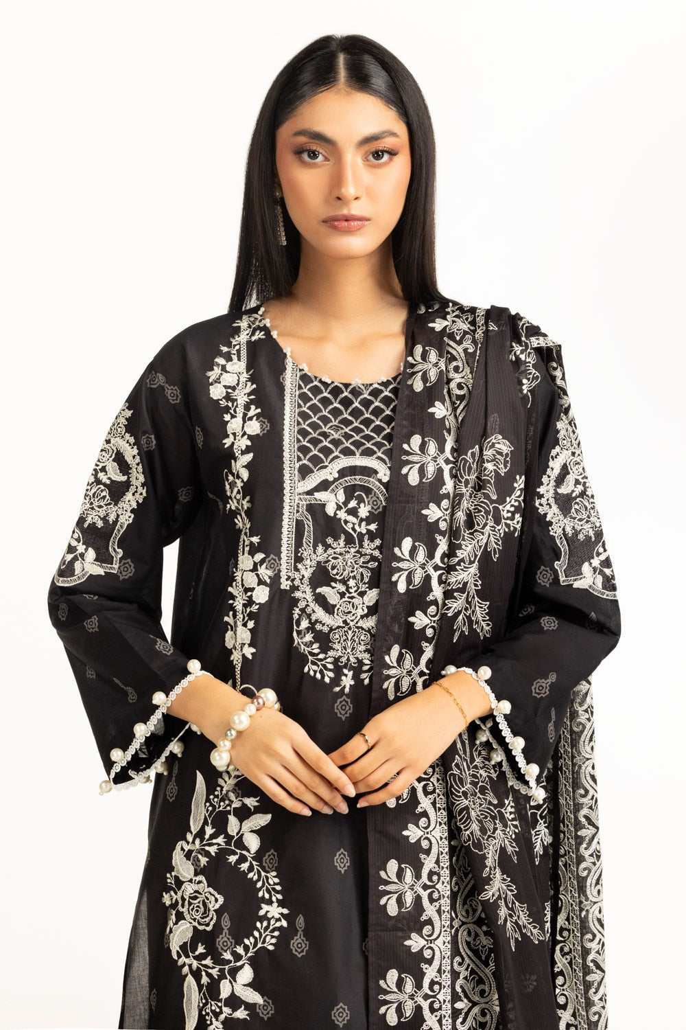 3PC Lawn Lacquer Printed Suit with Embroidered IUSTKSD-949