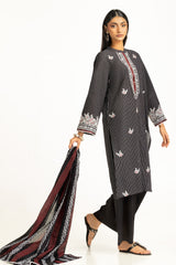 3PC Lawn Lacquer Printed Suit With Embroidered IUSTKSD-953